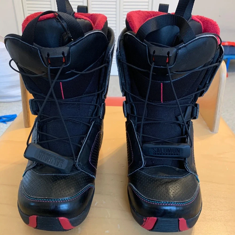 Salomon Pearl Womens Snowboard Boots US‎ Sz 5 Black Sure Lock Auto Fit Contagrip